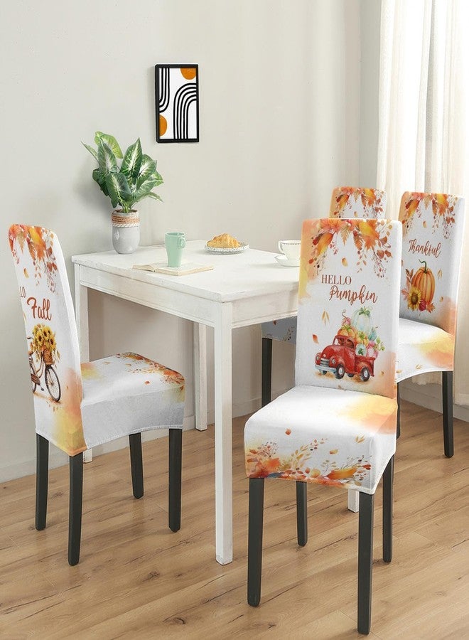 PyreneanHaven Fall Chair Covers Set of 4, Fall Decorations Stretch Removable Washable Dining Room Thanksgiving Chair Protector Slipcovers Autumn Decor Holiday Party Kitchen Home Decorations (Fall 1, 4 PCS) - Image 2
